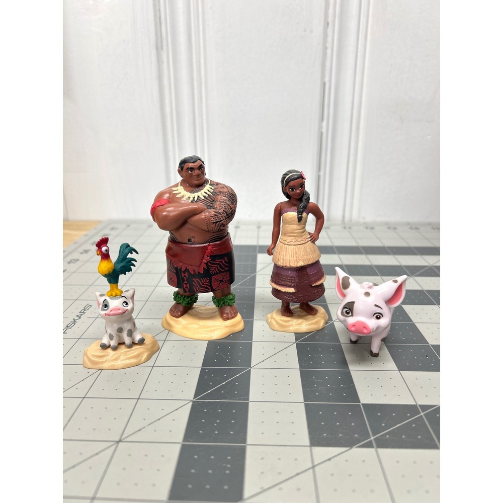 Disney Moana Mini Figures Cake Topper Chief Tui Sina Pua Hei Hei Set of 4 Jakks